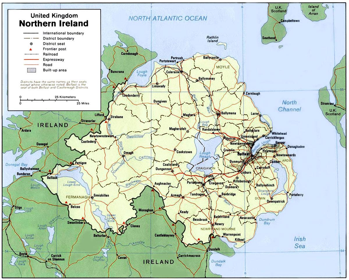 Carte De L Irlande Du Nord Avec Les Villes D Irlande Du Nord Carte Des Villes Europe Du Nord Europe