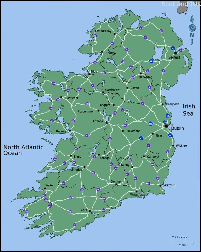 carte de carte de conduite de l'irlande distance