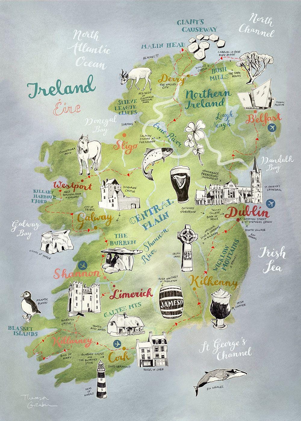 carte de la carte de l'irlande, de l'affiche