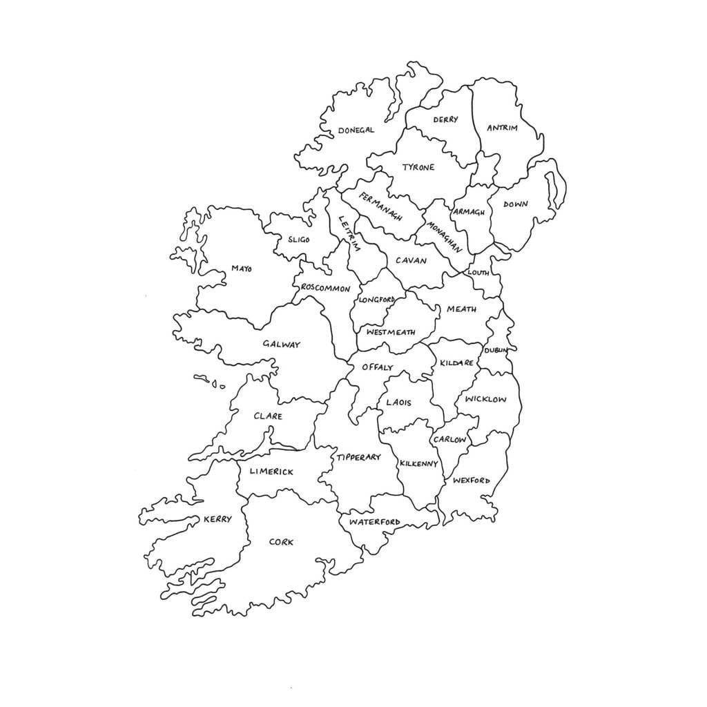 impression carte de l'irlande