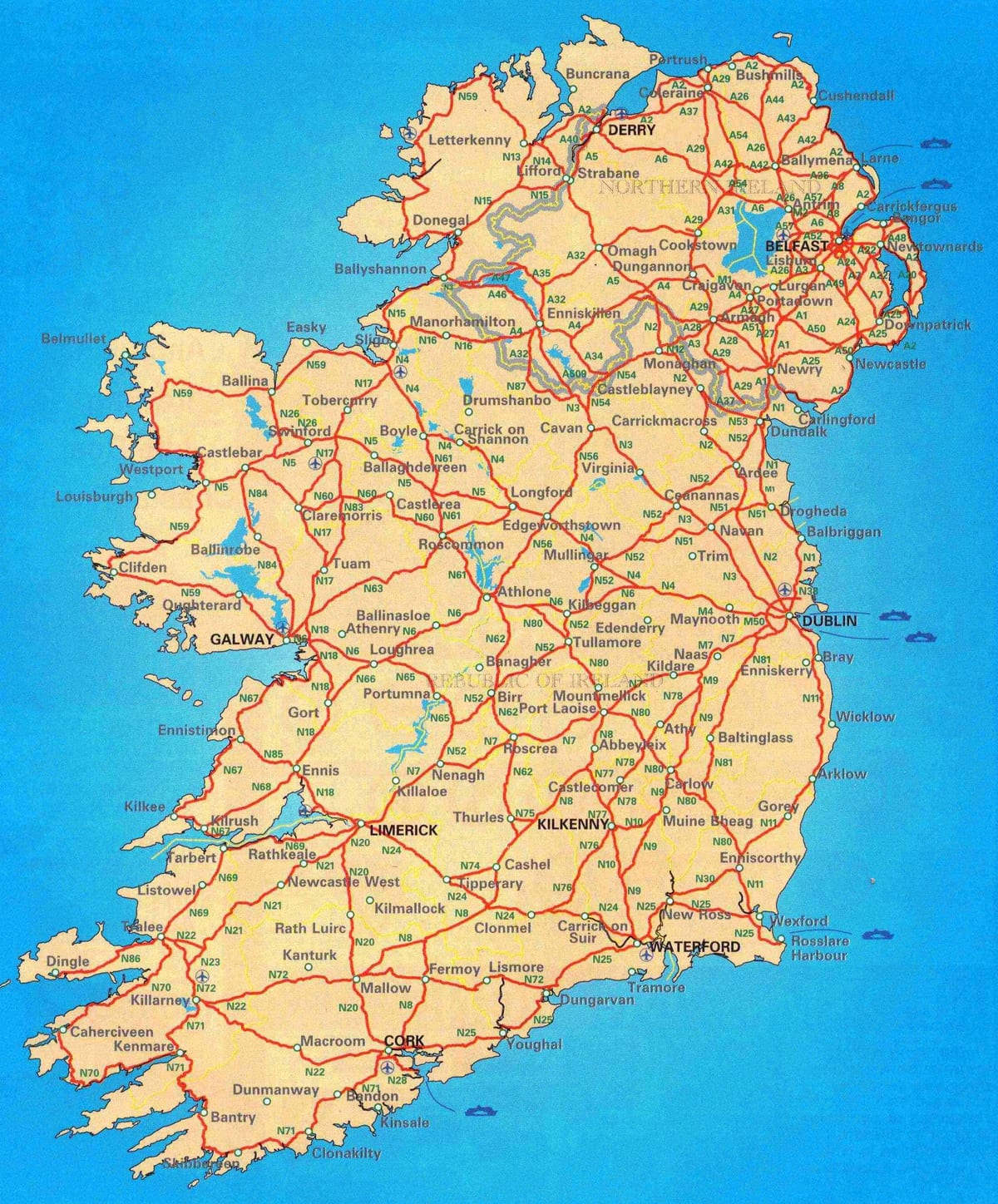 carte des comtés de l'irlande