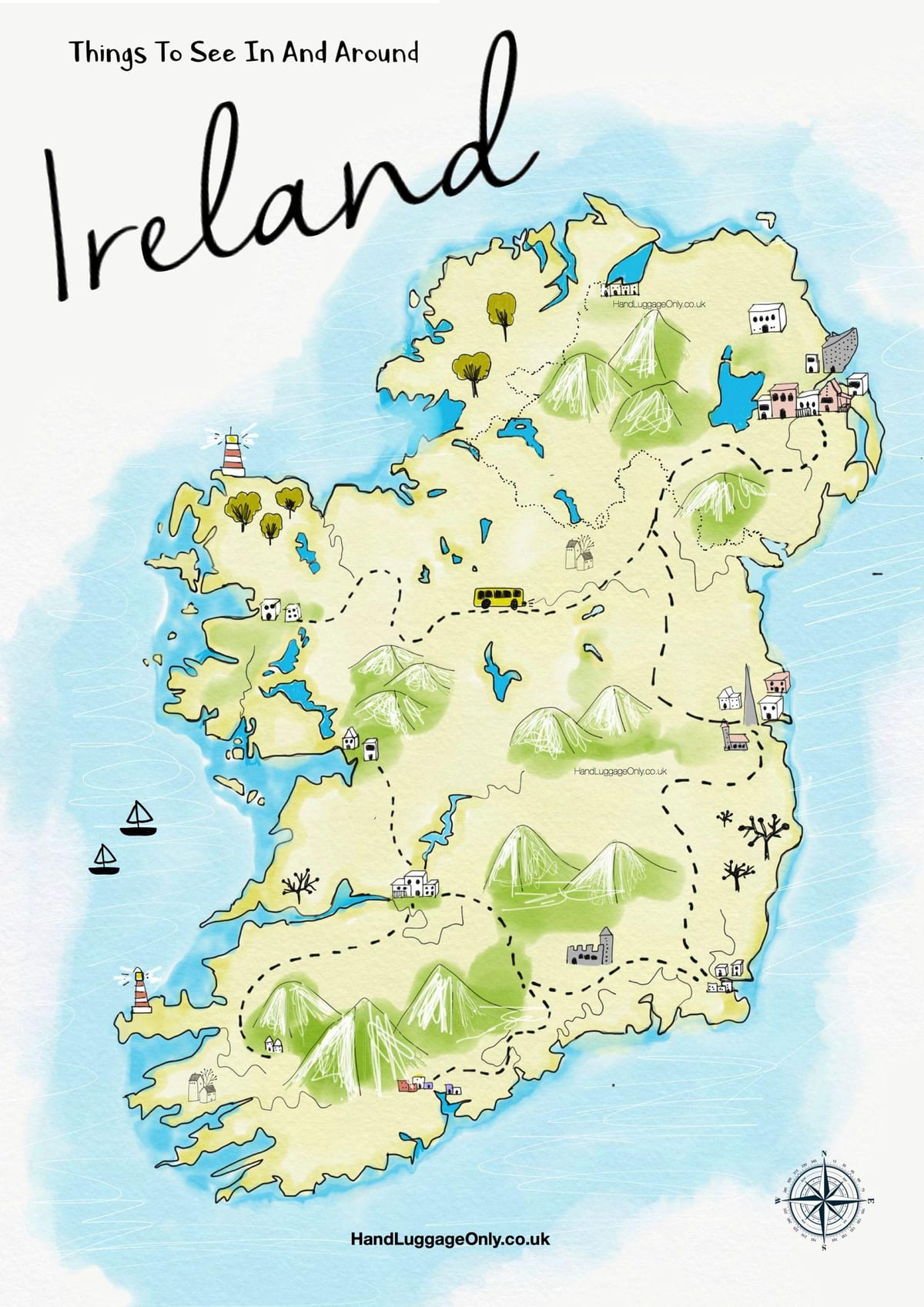 la carte des lieux à visiter en irlande
