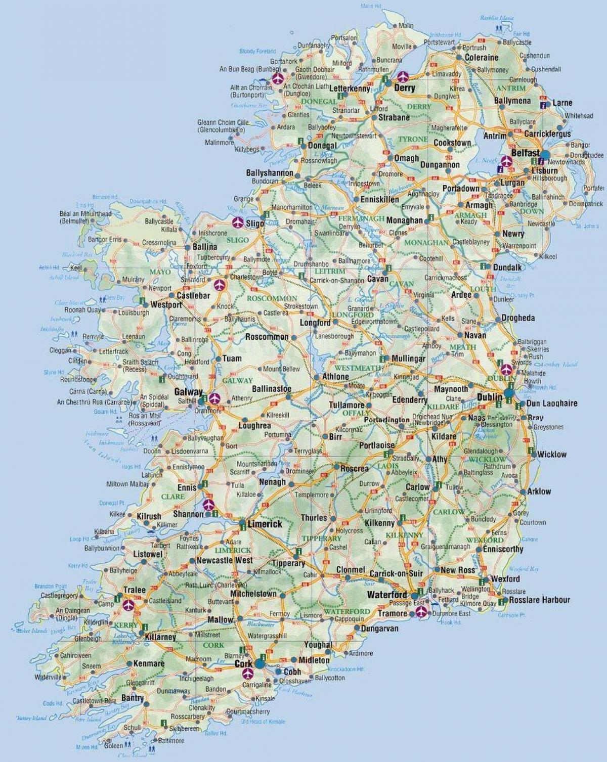 une carte de l'irlande