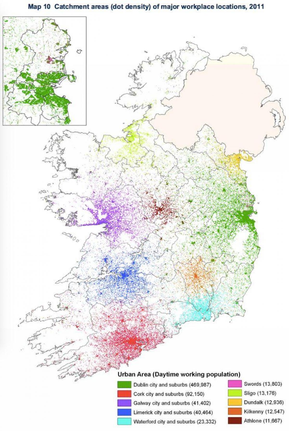 irlande la densité de la population de la carte