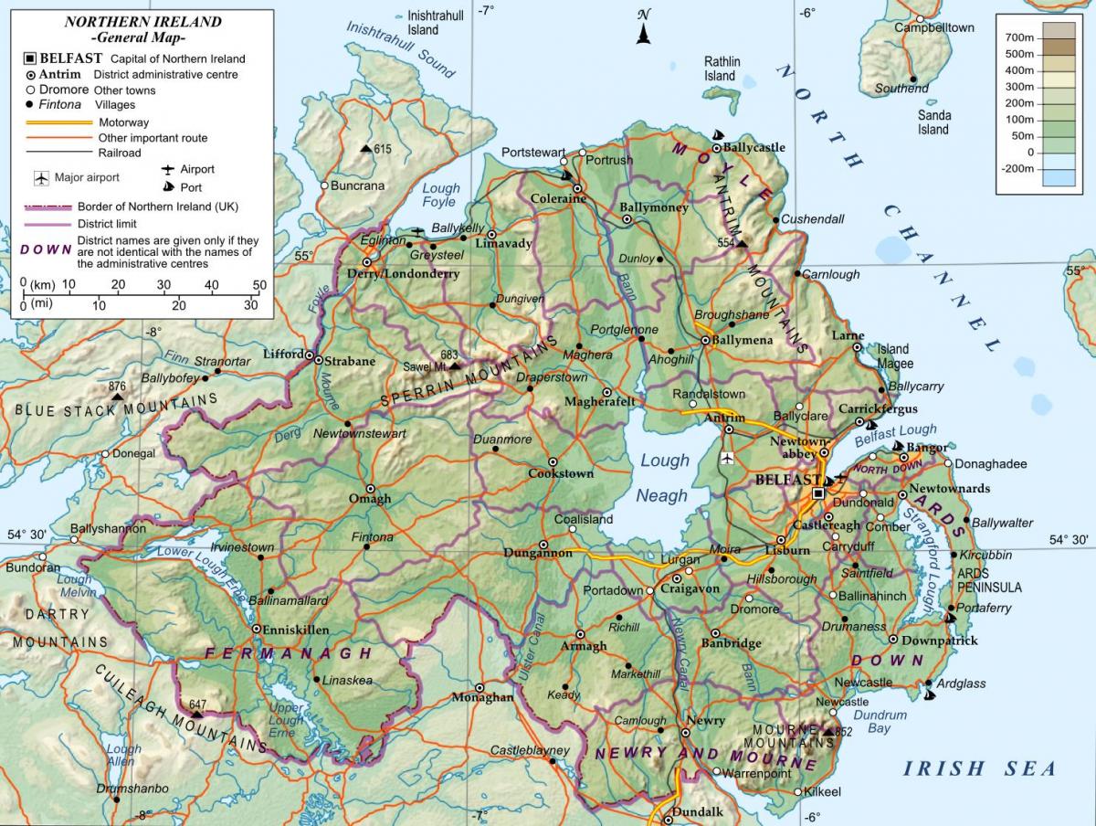 une carte de l'irlande du nord