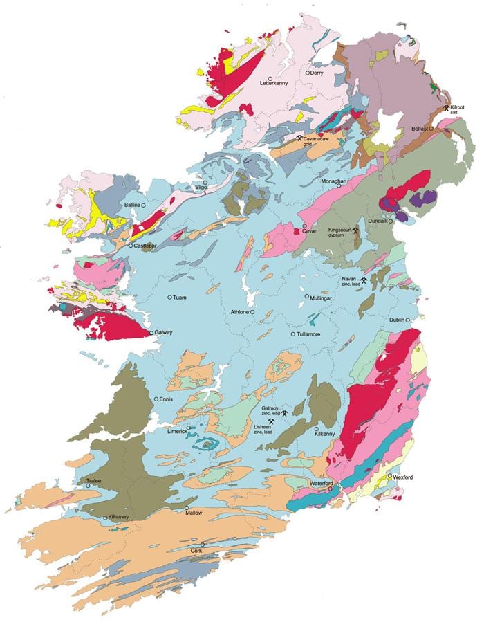 carte de la carte géologique de l'irlande