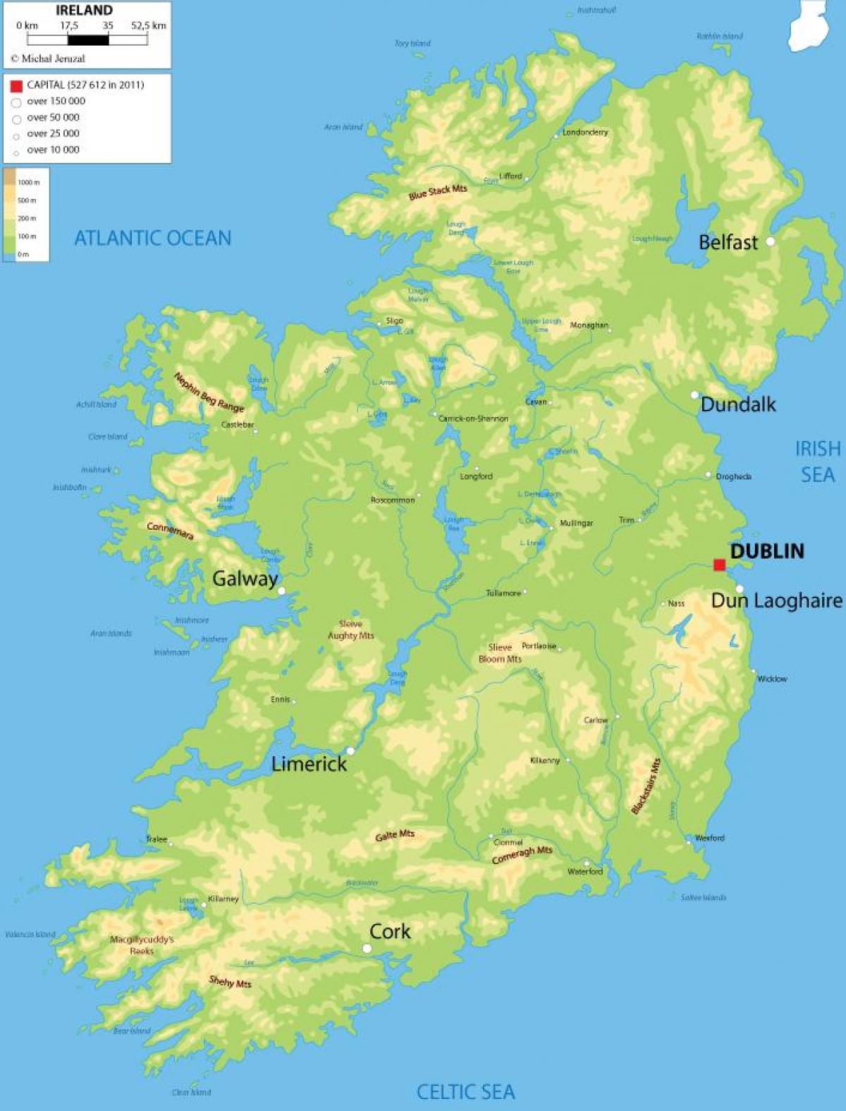 carte en relief de l'irlande