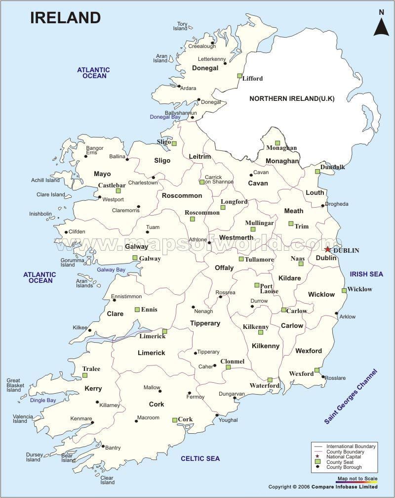 carte de la carte politique de l'irlande