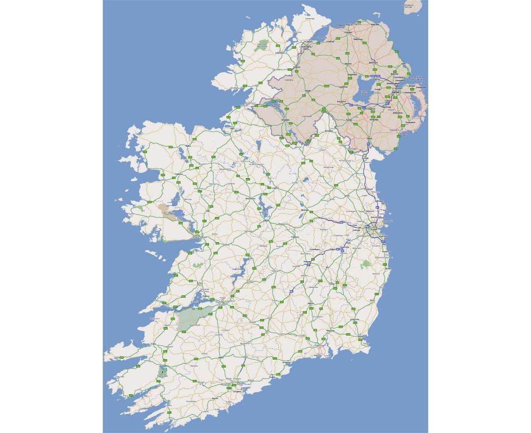 carte de la feuille de route de l'ouest de l'irlande
