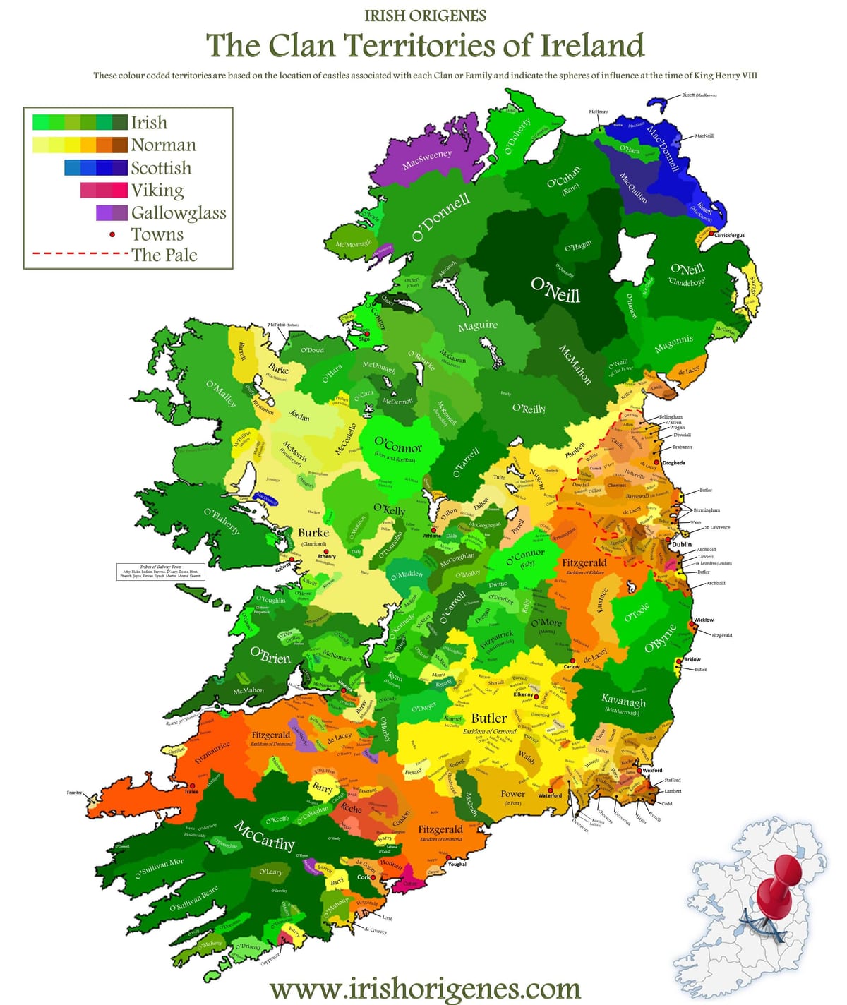 carte de clan carte de l'irlande