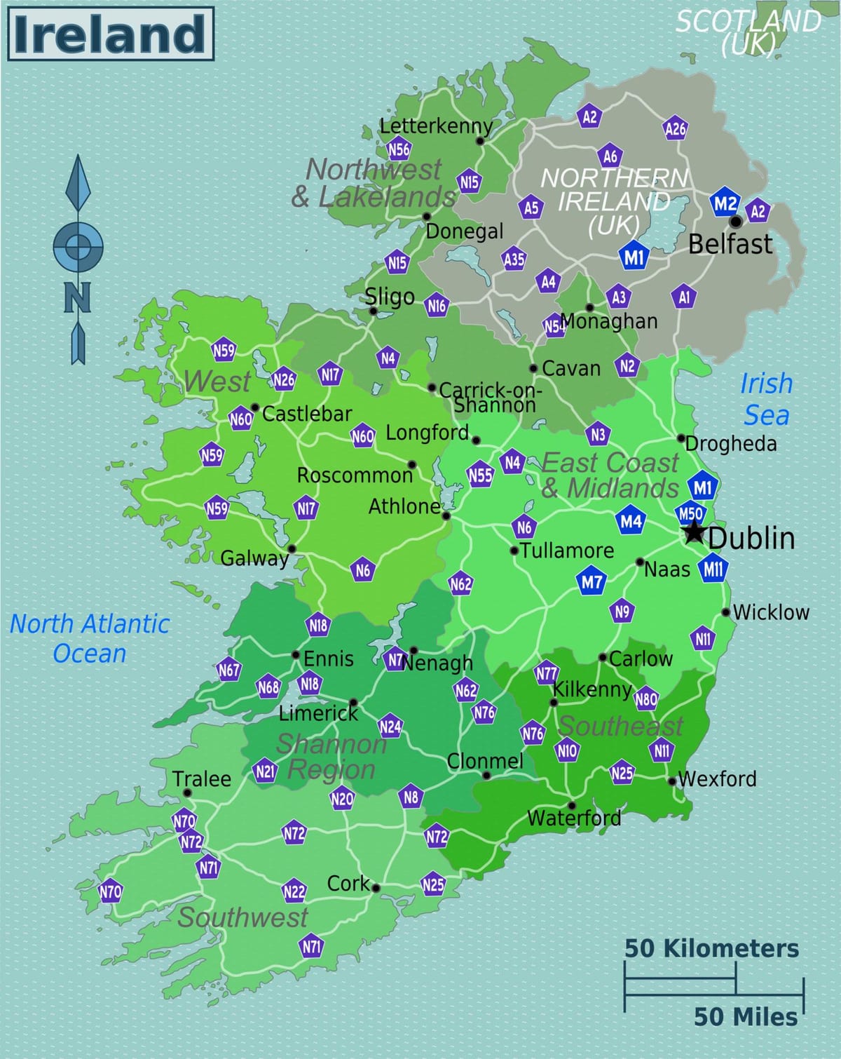 carte de couleurs, carte de l'irlande