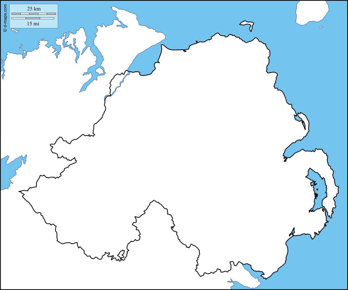 carte vierge de l'irlande du nord