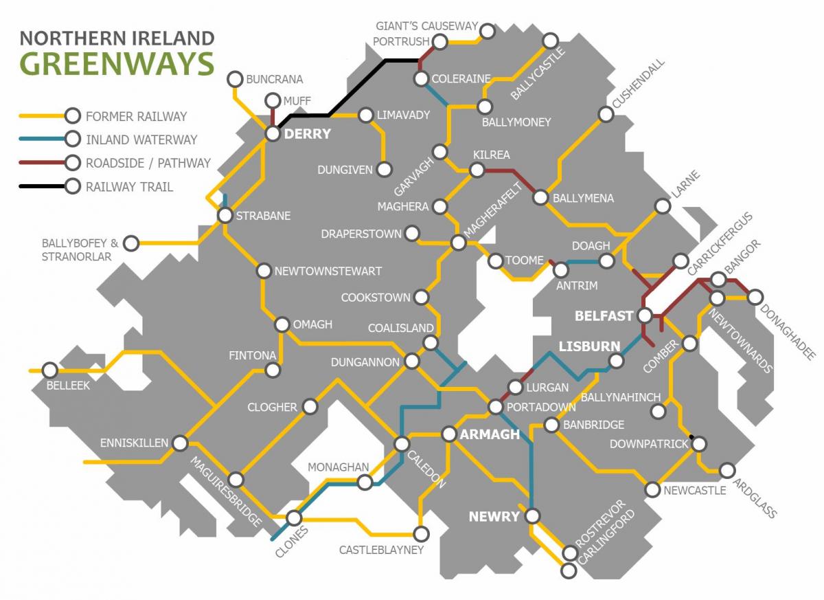 carte du nord de l'irlande du réseau ferroviaire