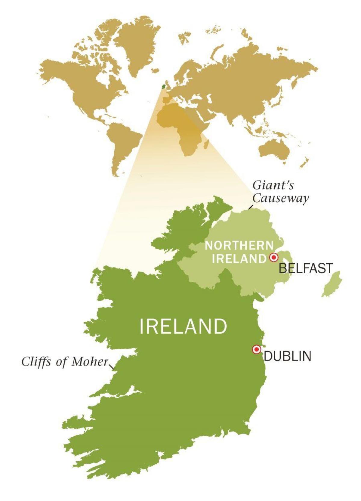 carte de l'île d'émeraude, irlande