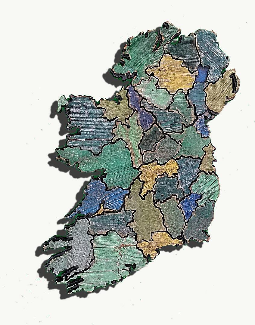 la carte de bois, carte de l'irlande