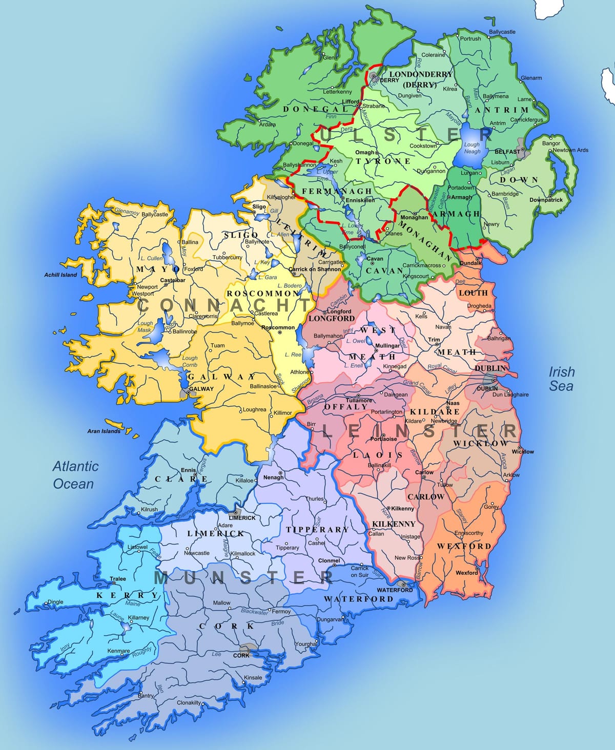 grande carte détaillée de l'irlande