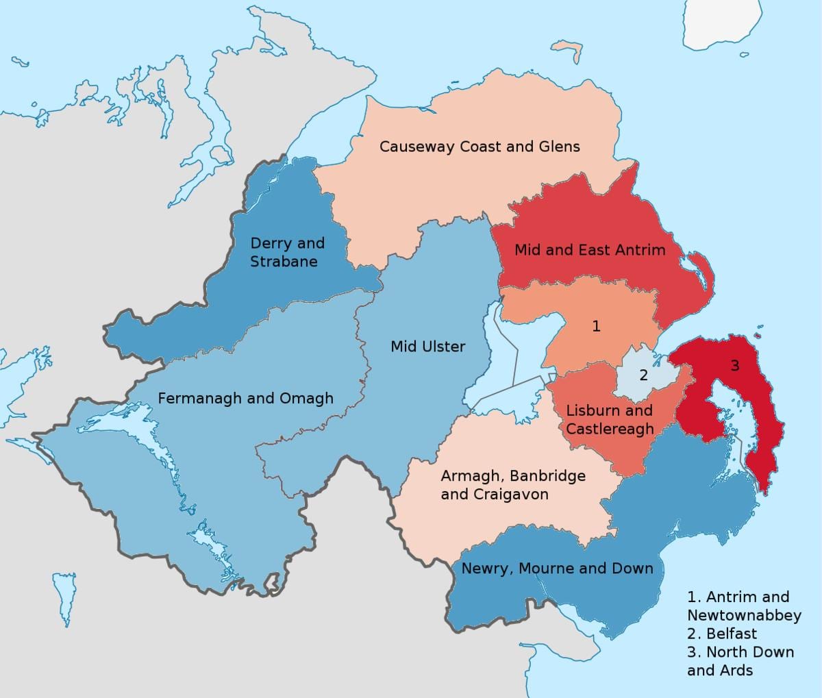 d'irlande du nord sur une carte