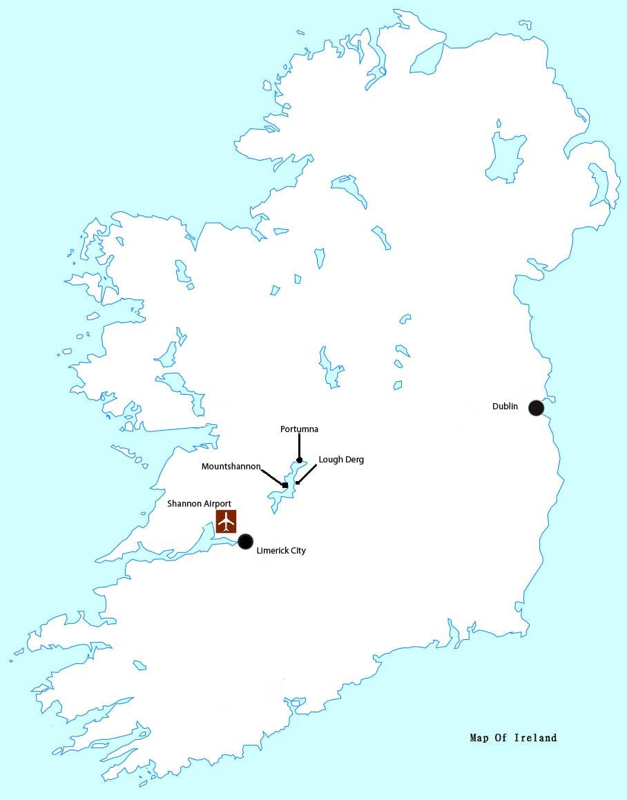 carte de l'aéroport de shannon en irlande