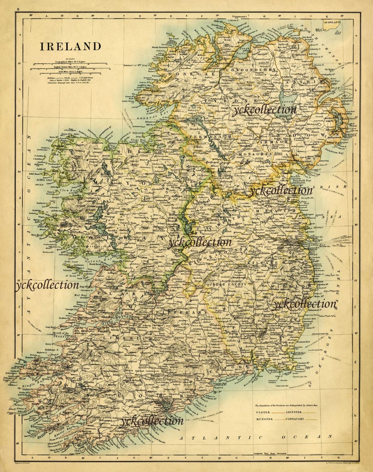 antique carte de l'irlande