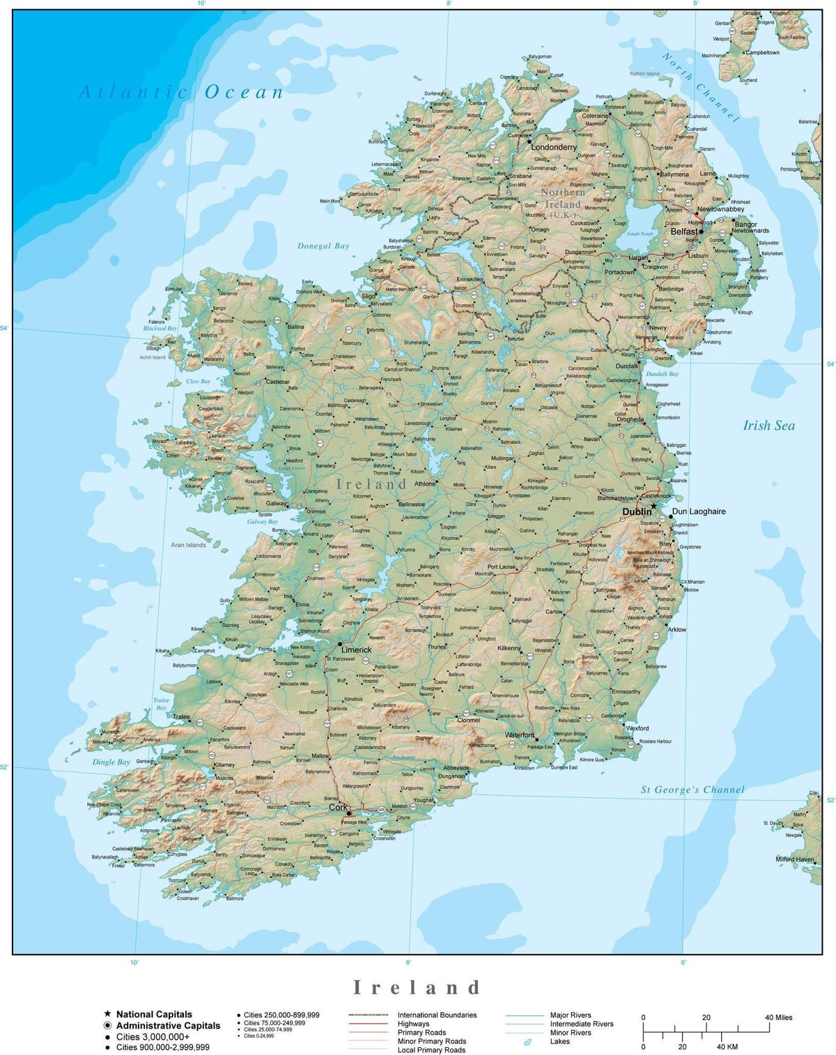 carte de l'irlande, terrain