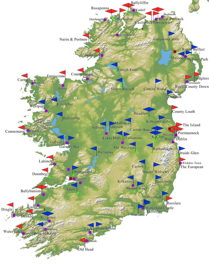 carte de l'irlande, de golf