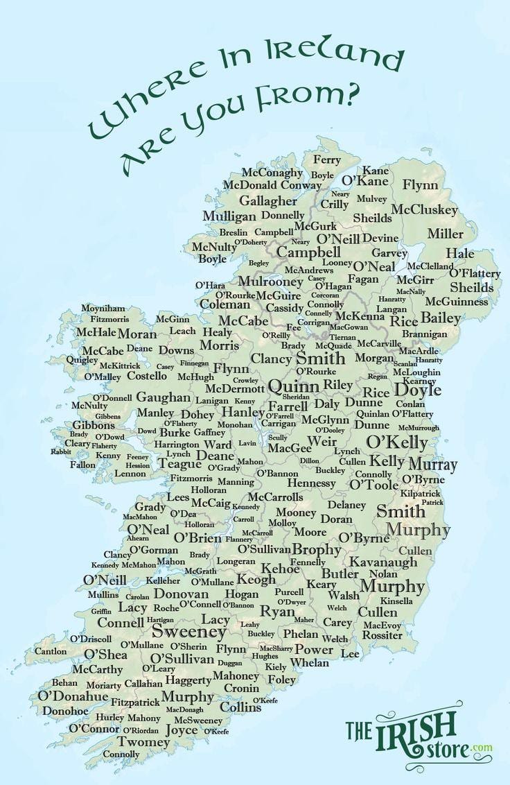 l'irlande nom de la carte