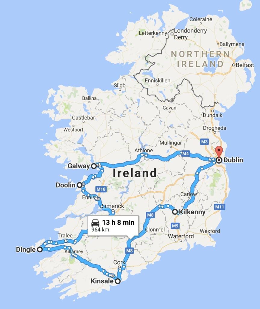 carte de l'irlande, carnet de voyage