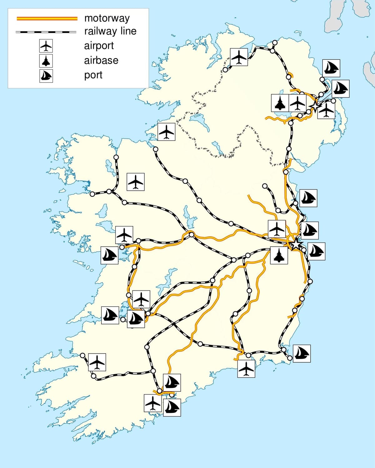 carte de l'irlande, de transport