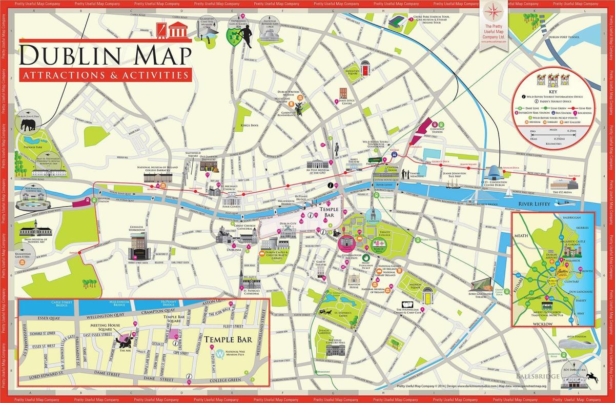la carte de dublin, irlande attractions touristiques