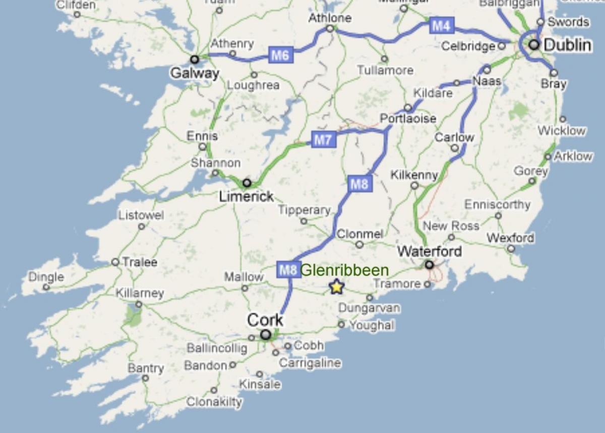 carte de la côte sud-ouest de l'irlande