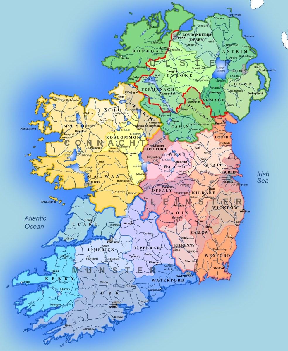 la carte des fleuves de l'irlande à la carte pour les enfants
