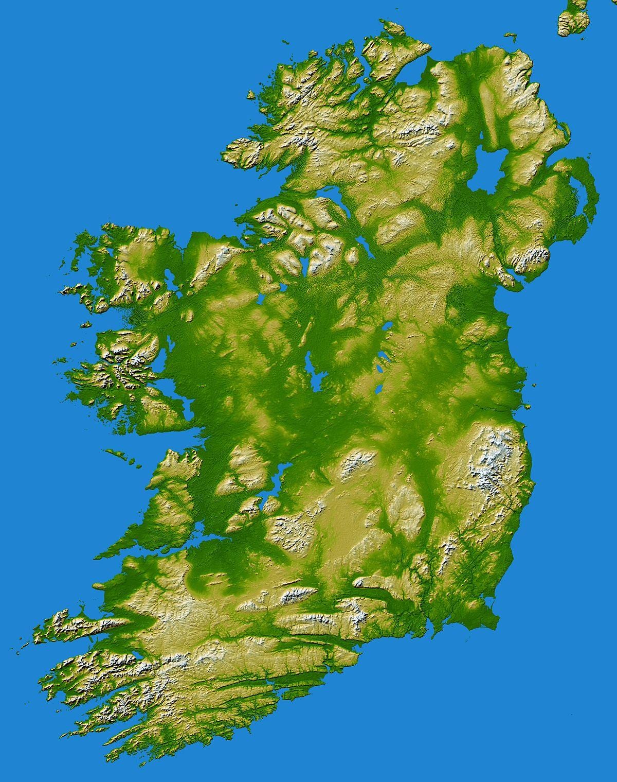 l'irlande chaînes de montagnes de la carte