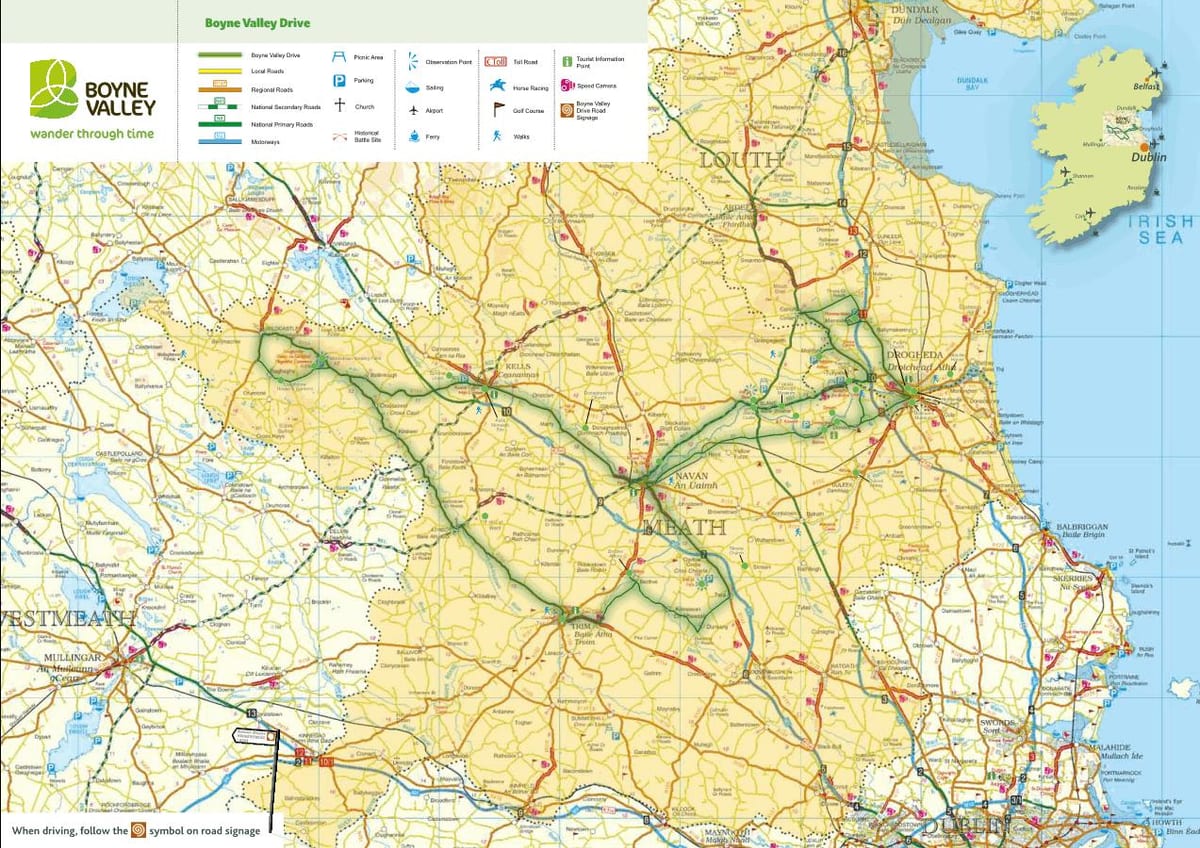 carte de la vallée de boyne en irlande