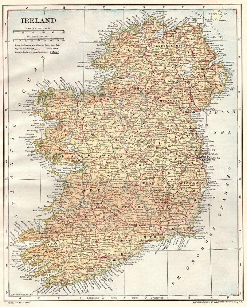 l'irlande vintage map