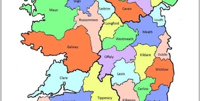 Carte des 32 comtés de l'irlande