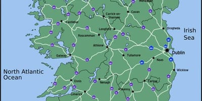 Carte de carte de conduite de l'irlande distance