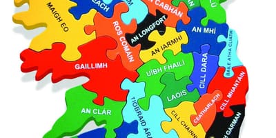 Carte de la carte de l'irlande, comme gaeilge