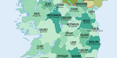 Voir la carte de l'irlande avec les comtés sur elle