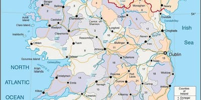 Carte de l'irlande, y compris les comtés de