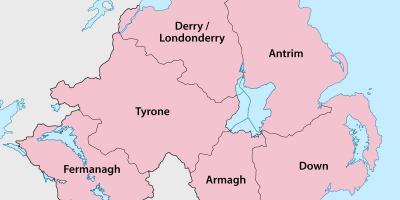 Carte de l'irlande du nord des comtés et des villes