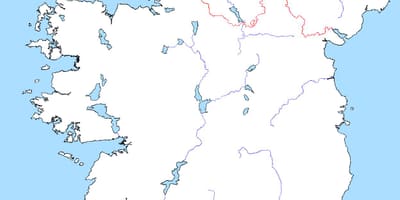 Carte de carte vierge de l'irlande avec des rivières