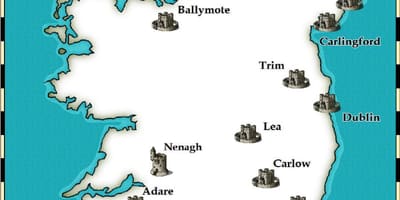 Carte des châteaux en irlande