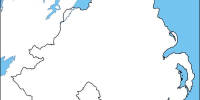 Carte vierge de l'irlande du nord