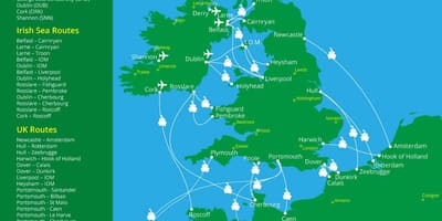 Carte des ports de ferry en irlande