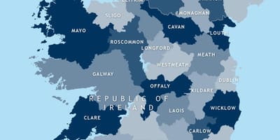 Carte modifiable de la carte de l'irlande