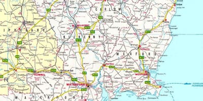 Carte du sud-est de l'irlande