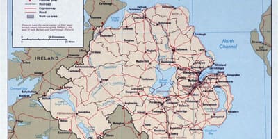 Carte de la feuille de route de l'irlande et de l'irlande du nord