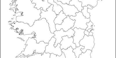 Carte vierge de l'irlande avec le comté de frontières