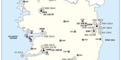 Carte de l'irlande, montrant les aéroports