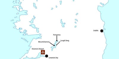 Carte de l'aéroport de shannon en irlande